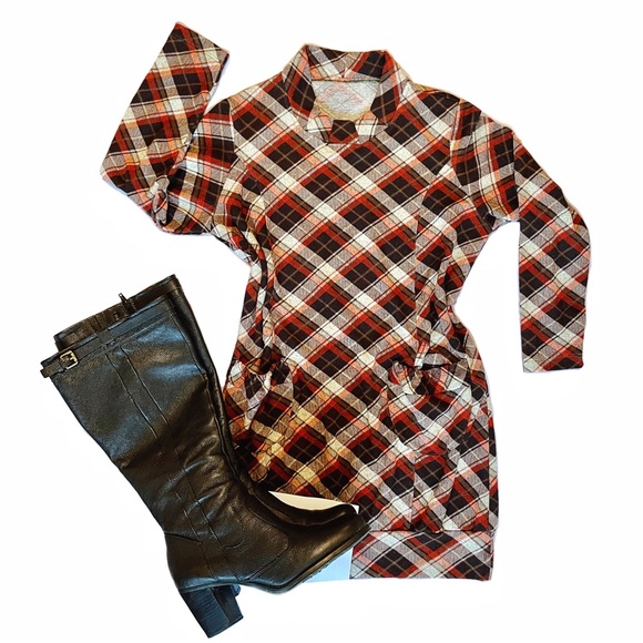 Turtle Neck Plaid Tunic Dress Size M - Picture 2 of 6